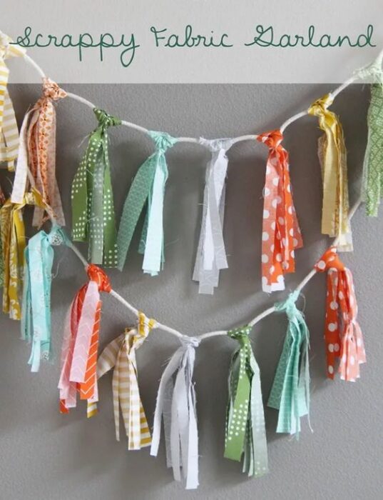 use fabric scraps to make a colorful garland
