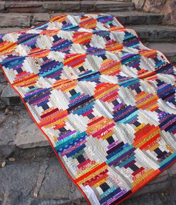 Chinese Lantern Log Cabin Quilt - use fabric scraps