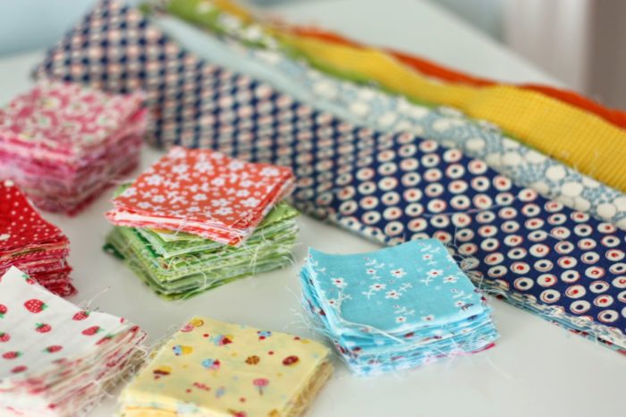 Sort fabric scraps by precut size