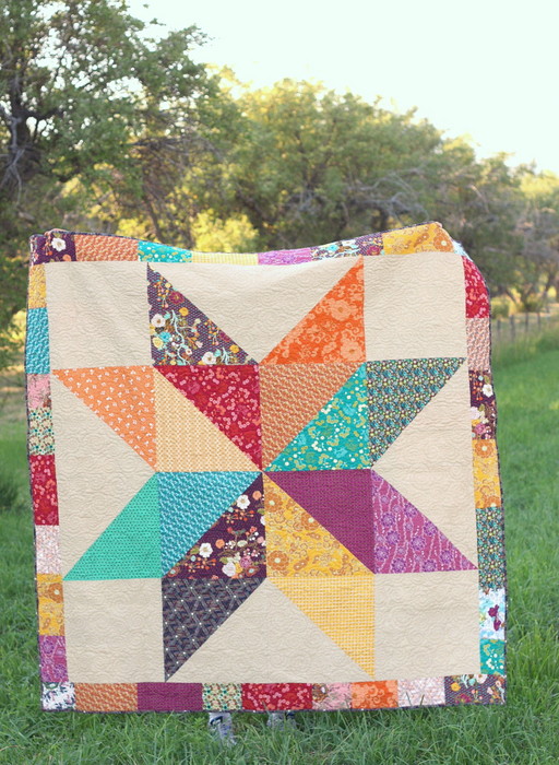 star baby quilt tutorial featured by top US quilting blog, Diary of a Quilter: giant lone star quilt