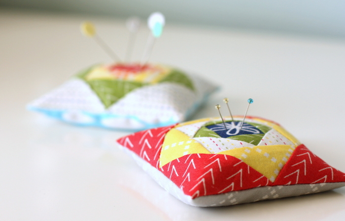 paper-pieced pin cushion