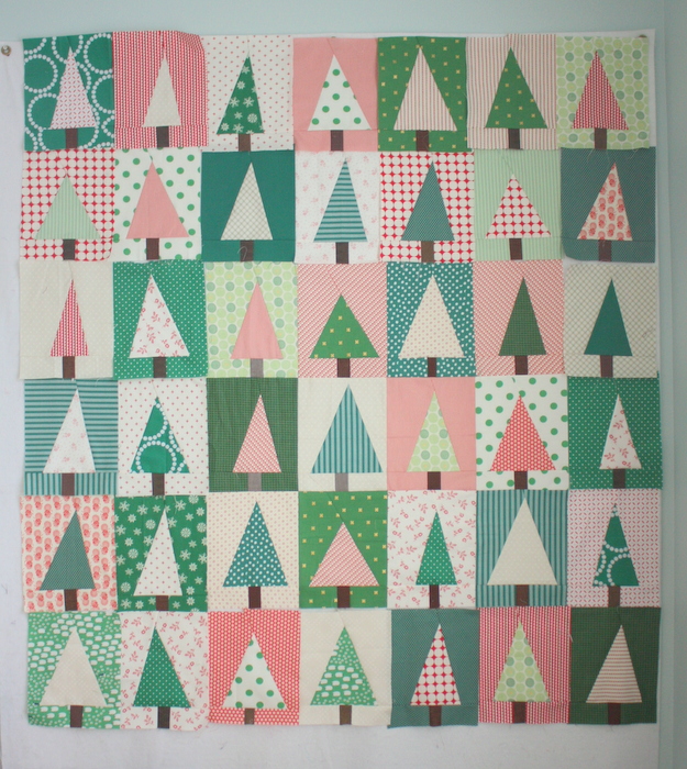 Modern Christmas Tree Quilt Block Pattern and Tutorial featured by top US quilting blog, Diary of a Quilter