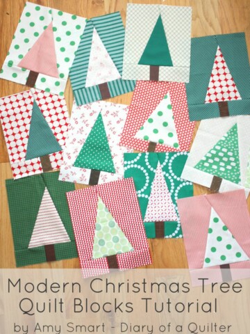 Modern Christmas Tree Quilt Block Pattern and Tutorial featured by top US quilting blog, Diary of a Quilter