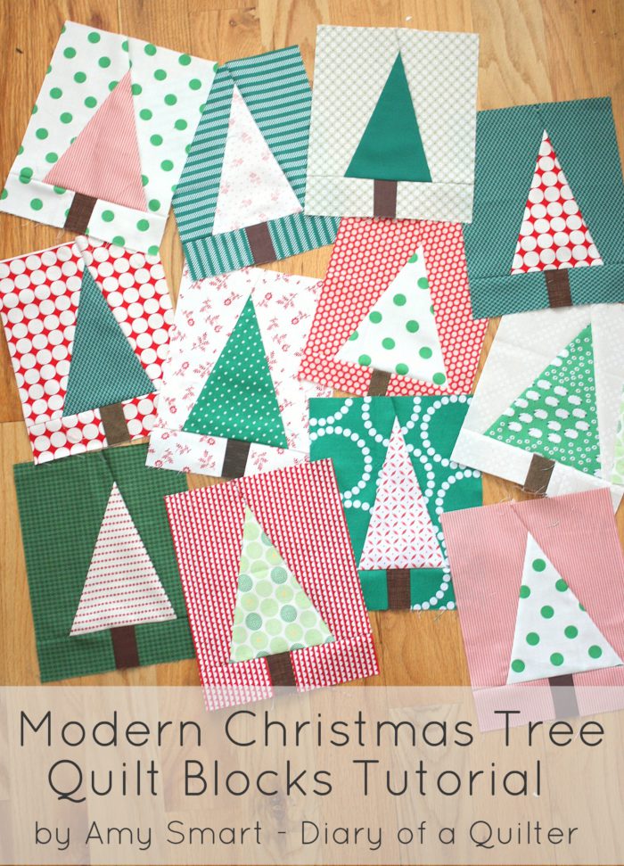 Modern Christmas Tree Quilt Block Pattern and Tutorial featured by top US quilting blog, Diary of a Quilter