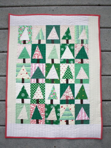 Patchwork Christmas Tree Quilt Block Tutorial featured by top US quilting blog, Diary of a Quilter