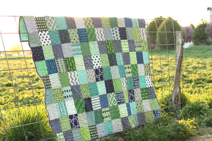 Blue and Green patchwork quilt