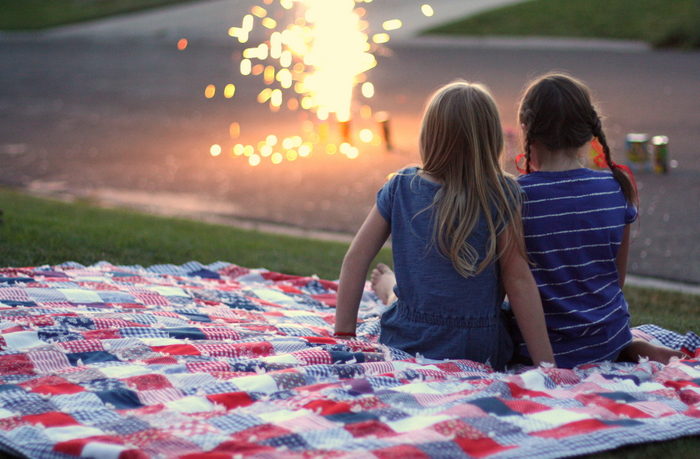 Polyester patchwork quilt for the 4th of July