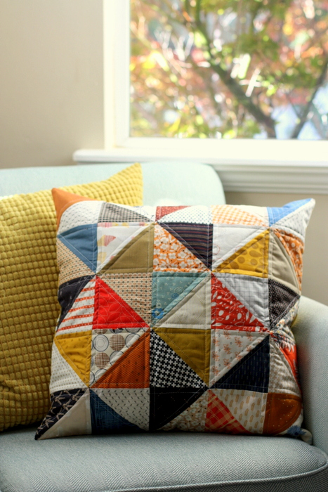 Fall colors Half Square Triangle Pillow tutorial