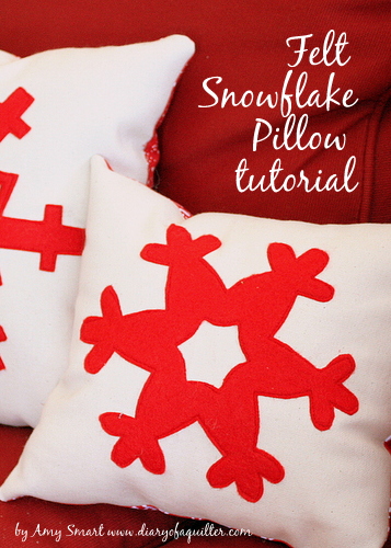 Felt applique Snowflake Christmas Pillow Tutorial by Amy Smart