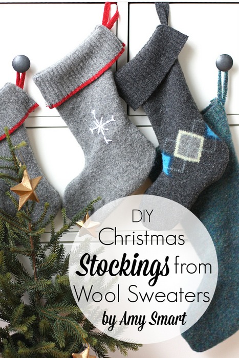 DIY Christmas Stocking tutorial using repurposed wool sweaters