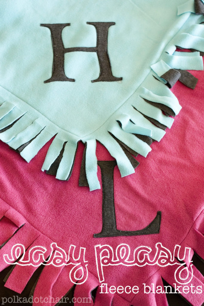 Easy Monogramed Fleece blanket tutorial -a perfect handmade gift idea