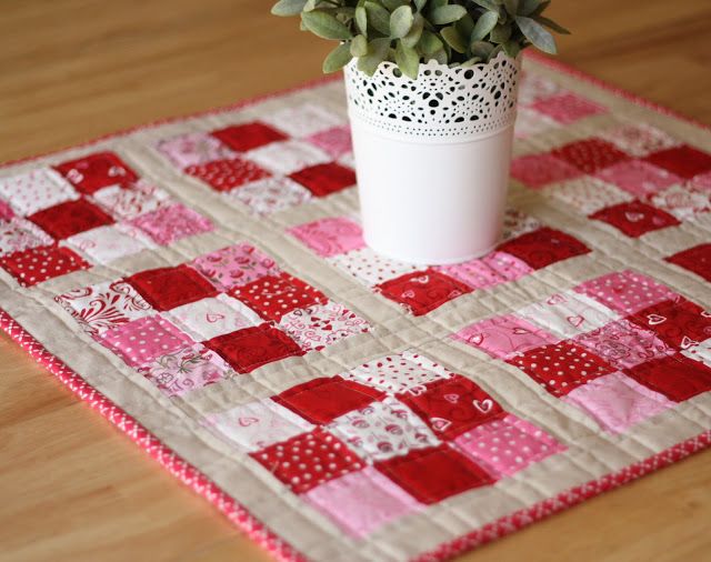 Valentine patchwork table topper