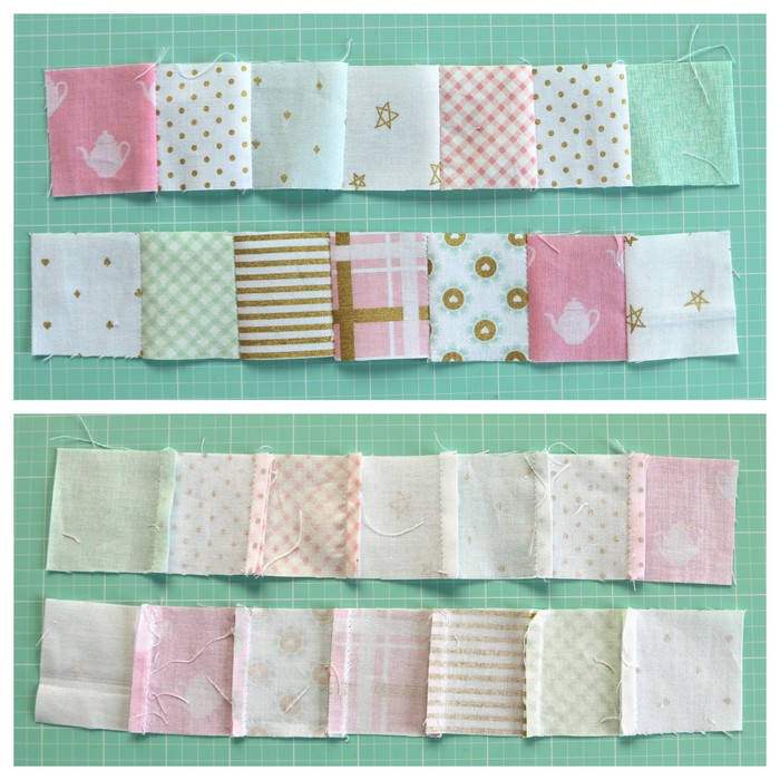 Sew patchwork rows together