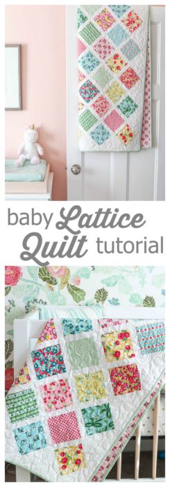 Lattice Baby Quilt Tutorial featured by top US quilt blog, Diary of a Quilter