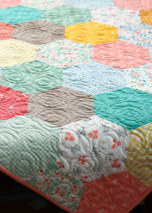 Vintage inspired Hexagon baby quilt by Amy Smart
