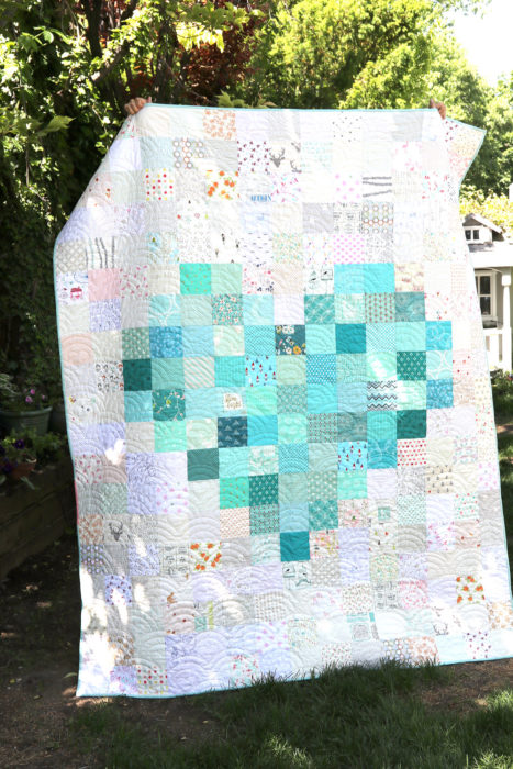 Pixelated Heart Low Volume Quilt