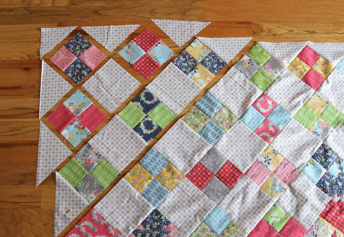 On point quilt layout - Farmhouse Four Patch tutorial by Amy Smart