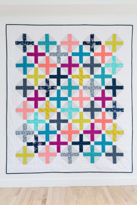 Half Square Triangle Short Cuts featured by top US quilting blog, Diary of a Quilter: Amy Smart Hopscotch Quilt Pattern - made by Katie Blakesly for Pattern Drop