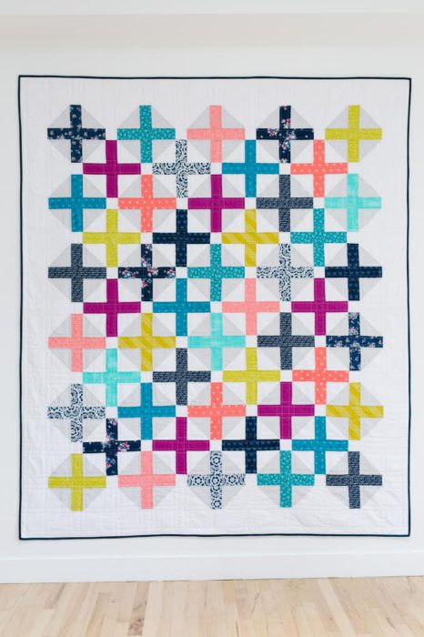 Half Square Triangle Short Cuts featured by top US quilting blog, Diary of a Quilter: Amy Smart Hopscotch Quilt Pattern - made by Katie Blakesly for Pattern Drop
