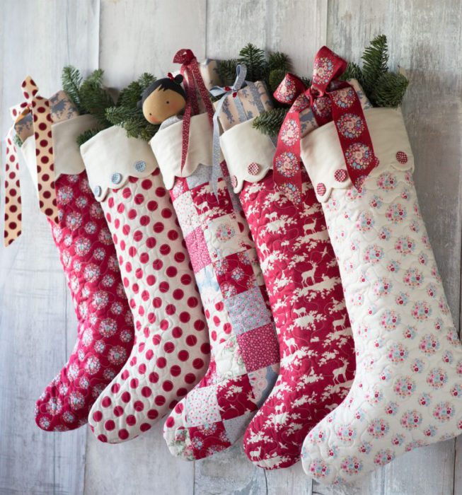 Whimsical quilted stocking with scalloped edge from Tilda