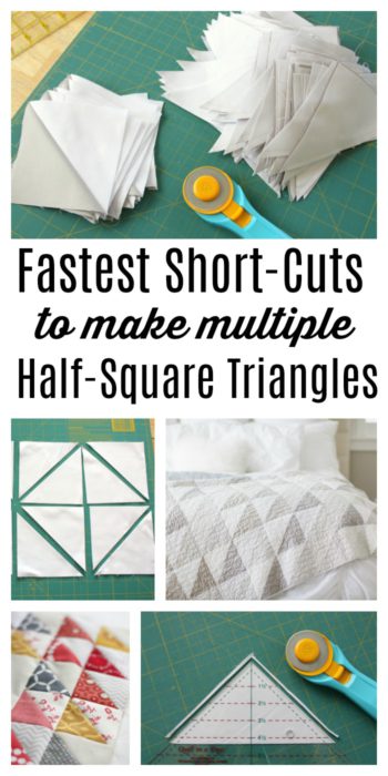 Half Square Triangle Short Cuts featured by top US quilting blog, Diary of a Quilter: Short-cuts for making and squaring-up multiple Half Square Triangle Quilt Blocks at once. Video tips and time-saving tutorial.