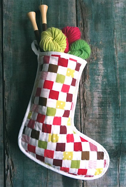 Simple patchwork quilted stocking tutorial from Purl Soho.