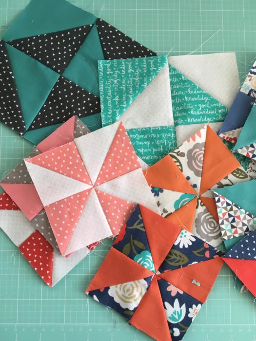 Heart and Soul half square triangle quilt blocks