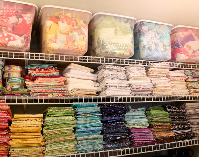 Top 10 Sewing Room Organization Tips featured by top US sewing blog, Diary of a Quilter: Tips for Fabric organization and storage