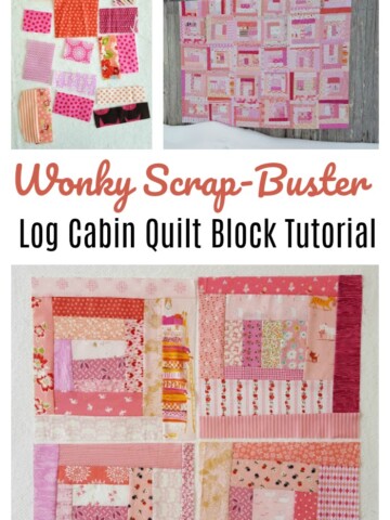 Wonky Scrap Buster Log Cabin Quilt Tutorial