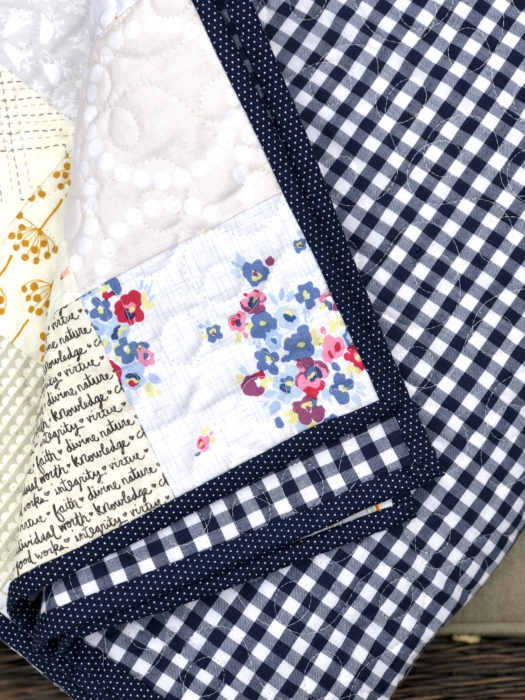 Navy Gingham Quilt Back
