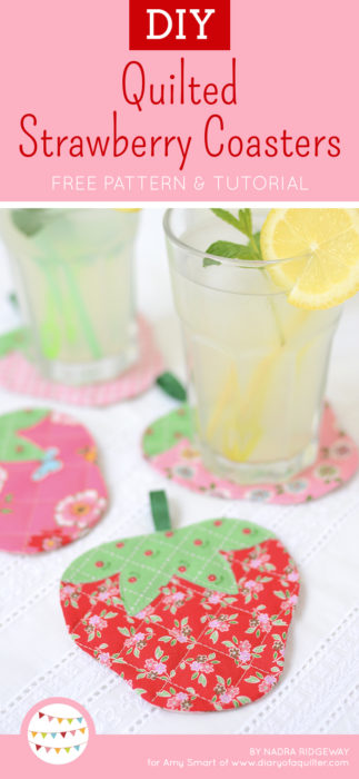 DIY Quilted Strawberry Coaster Free Pattern