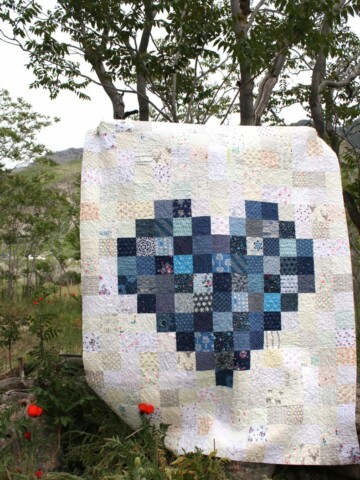 Navy Pixelated Heart Quilt by Amy Smart