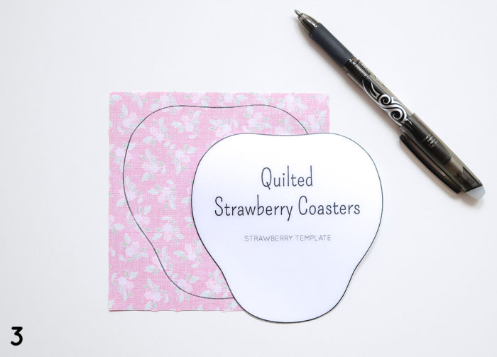 Quilted Strawberry Coaster Template