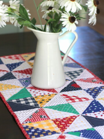 Half Square Triangle Table Runner featuring Sunnyside Ave fabrics