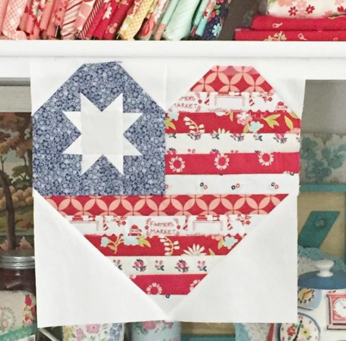 I love America Free Quilt Block Pattern