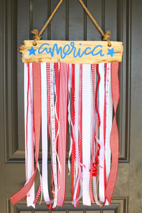 America Ribbon door hanger for the 4th of July