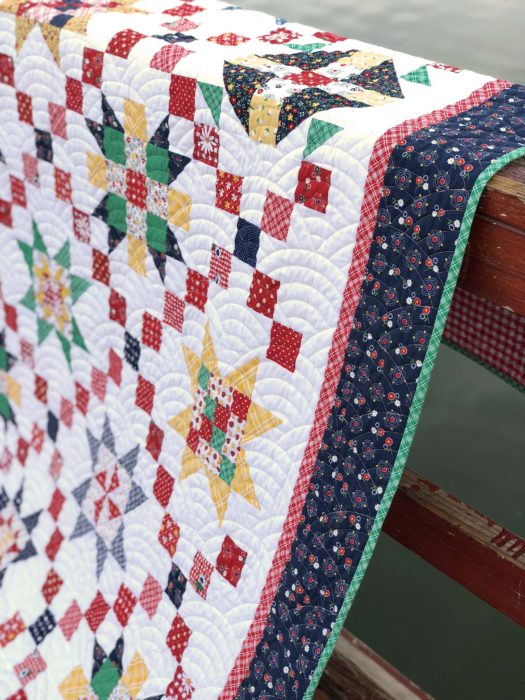 Free Sampler Quilt pattern featuring Gingham Girls and Sunnyside ave fabric from Amy Smart