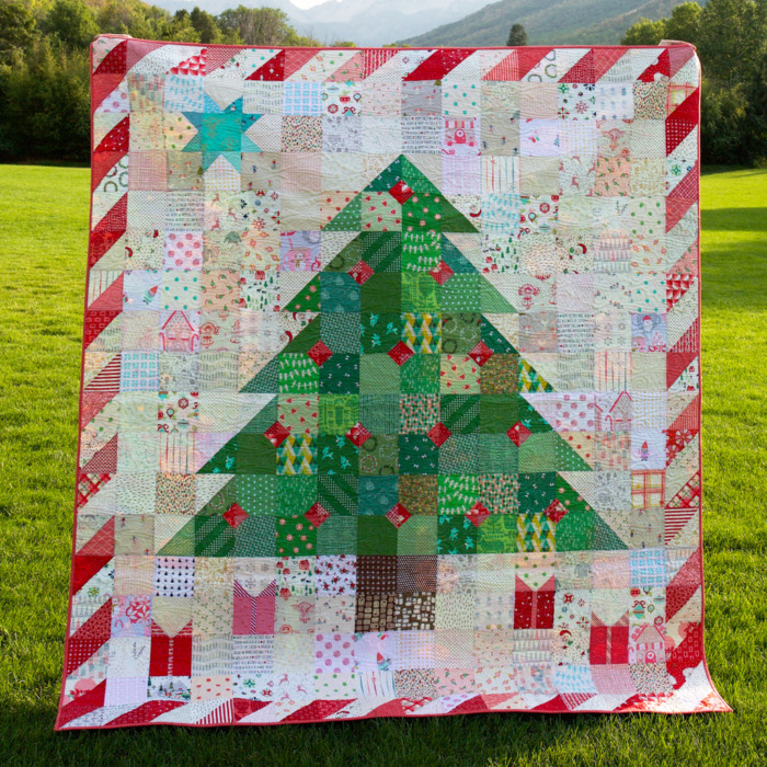 Patchwork Happy Christmas Quilt by Holly Lesue of Maker Valley