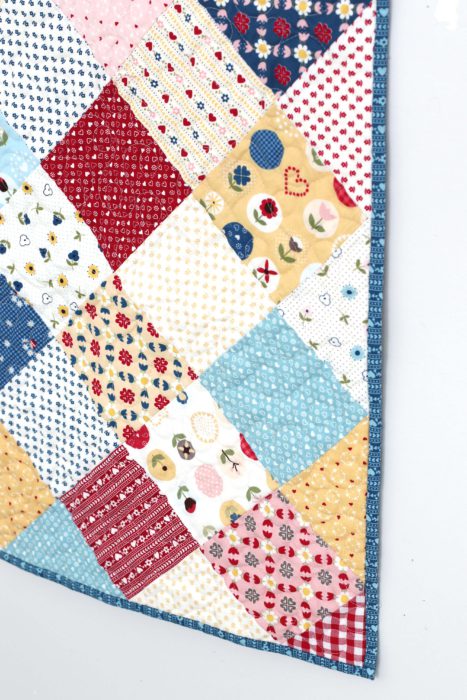 Patchwork On Point Quilt Tutorial featured by top US quilting blog, Diary of a Quilter