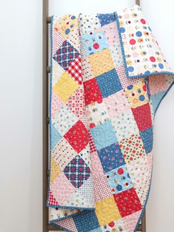 Patchwork On Point Quilt Tutorial featured by top US quilting blog, Diary of a Quilter