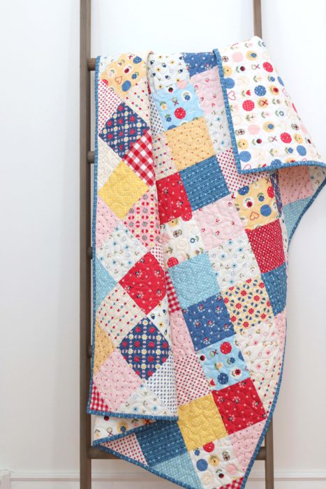 Patchwork On Point Quilt Tutorial featured by top US quilting blog, Diary of a Quilter