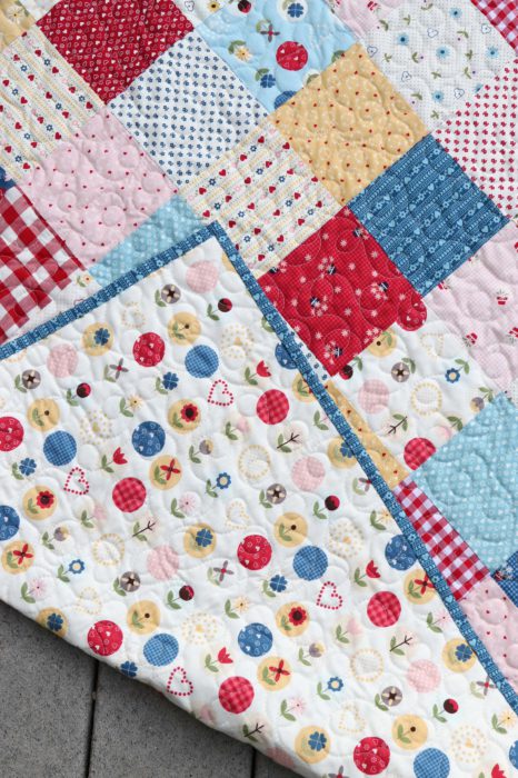 Patchwork On Point Quilt Tutorial featured by top US quilting blog, Diary of a Quilter