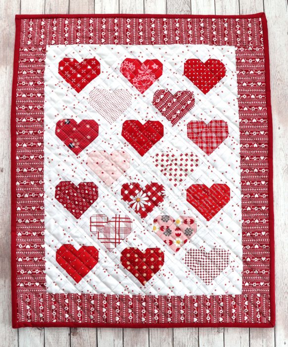 "Valentine” is a Free Valentine's Day Mini Quilt Pattern designed by Amy Smart from Diary of a Quilter!