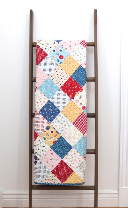 Patchwork On Point Quilt Tutorial featured by top US quilting blog, Diary of a Quilter