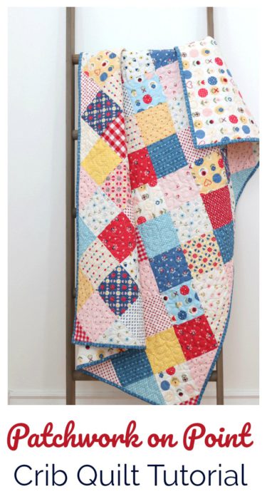 Patchwork On Point Quilt Tutorial featured by top US quilting blog, Diary of a Quilter