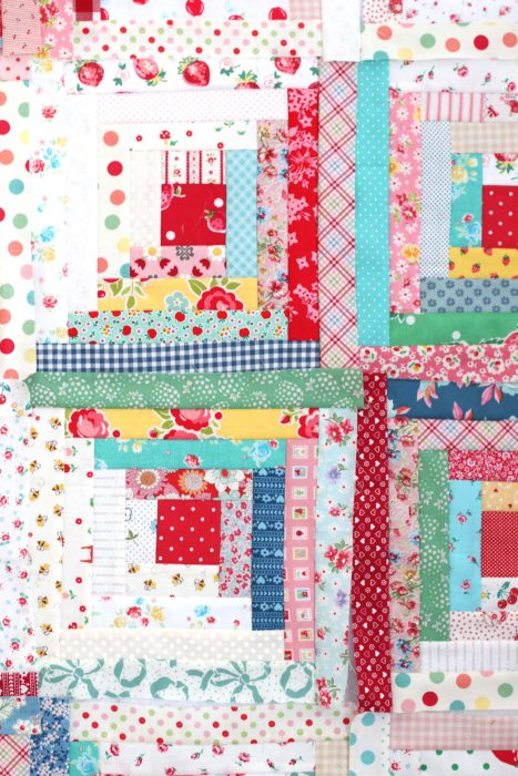 Vintage inspired Log cabin quilt blocks made by Diary of a Quilter