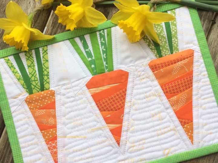Spring Carrots foundation paper-pieced mini quilt free pattern