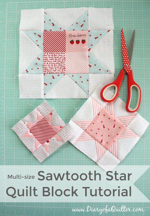 Multi-size Sawtooth Star Quilt Block tutorial