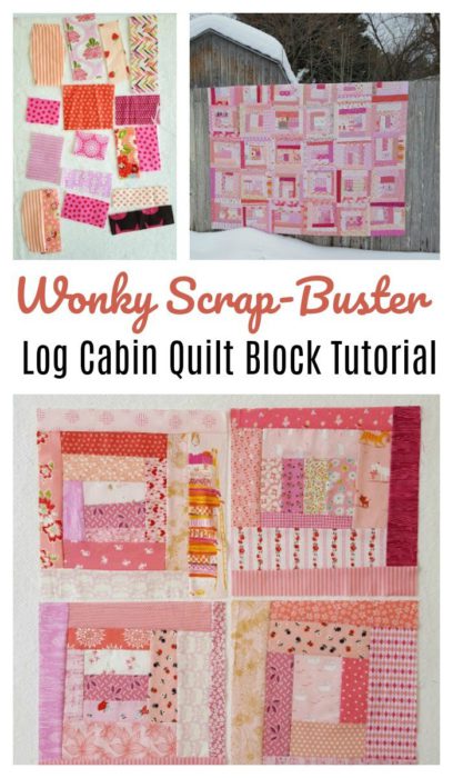 Use your fabric scraps to make a wonky log cabin quilt