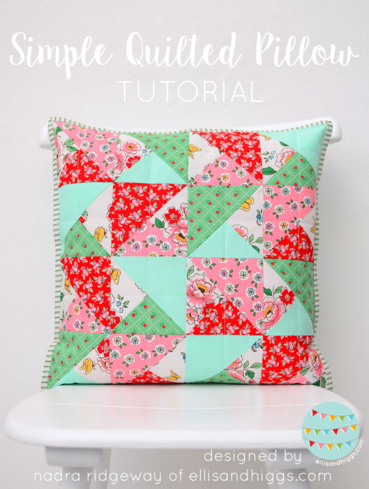 "Simple Quilted Pillow” is a Free Summer Quilted Pillow Pattern designed by Nadra of Ellis & Higgs from Diary of a Quilter!